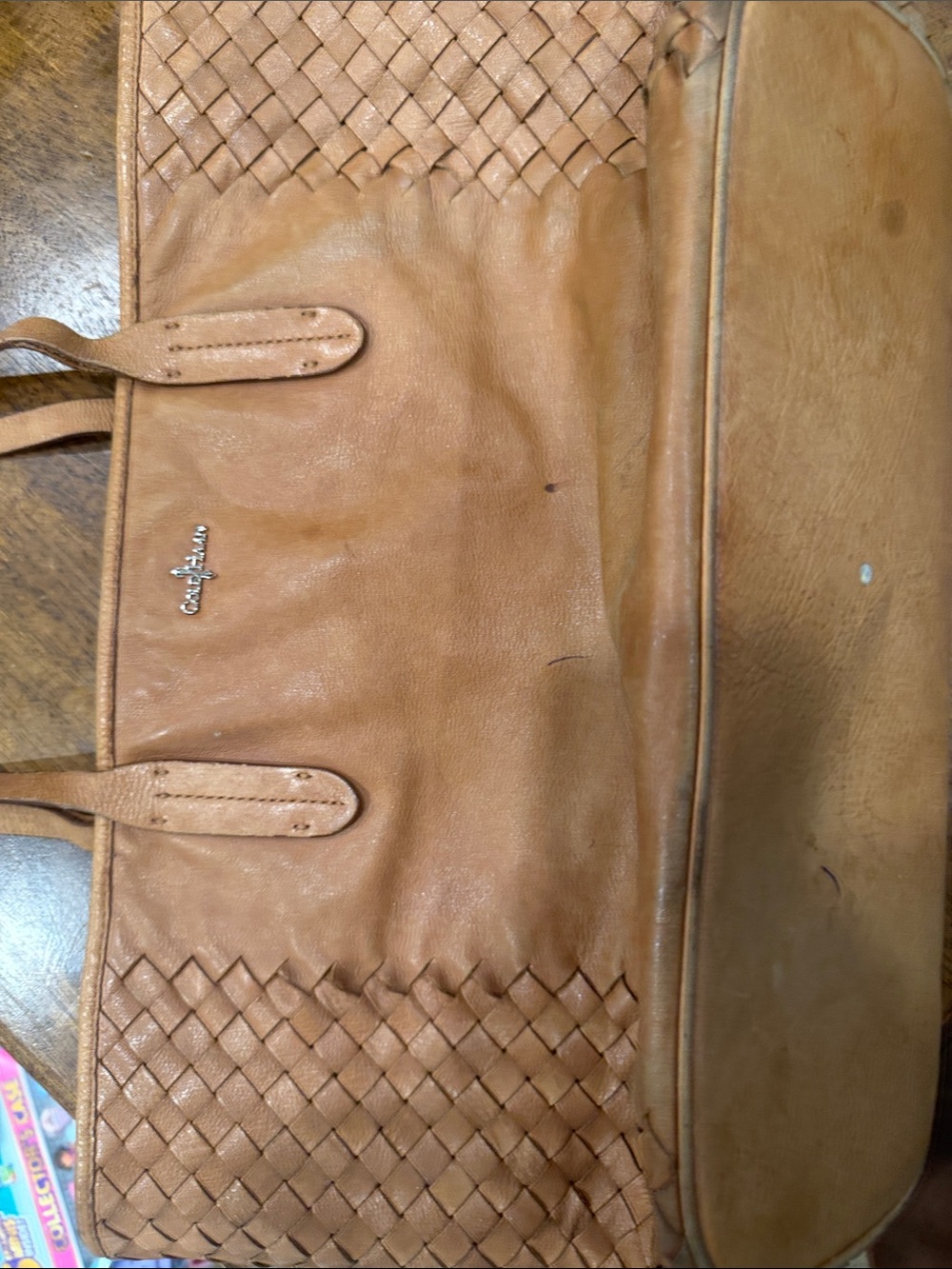 Cole Haan Tan Woven Leather Tote